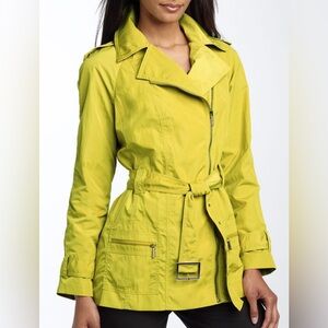 Anne Klein Short Trench Raincoat Green/Yellow Trench Raincoat Size L